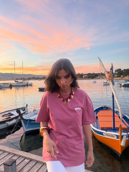 T-shirt vieux rose oversize "ocean is calling"