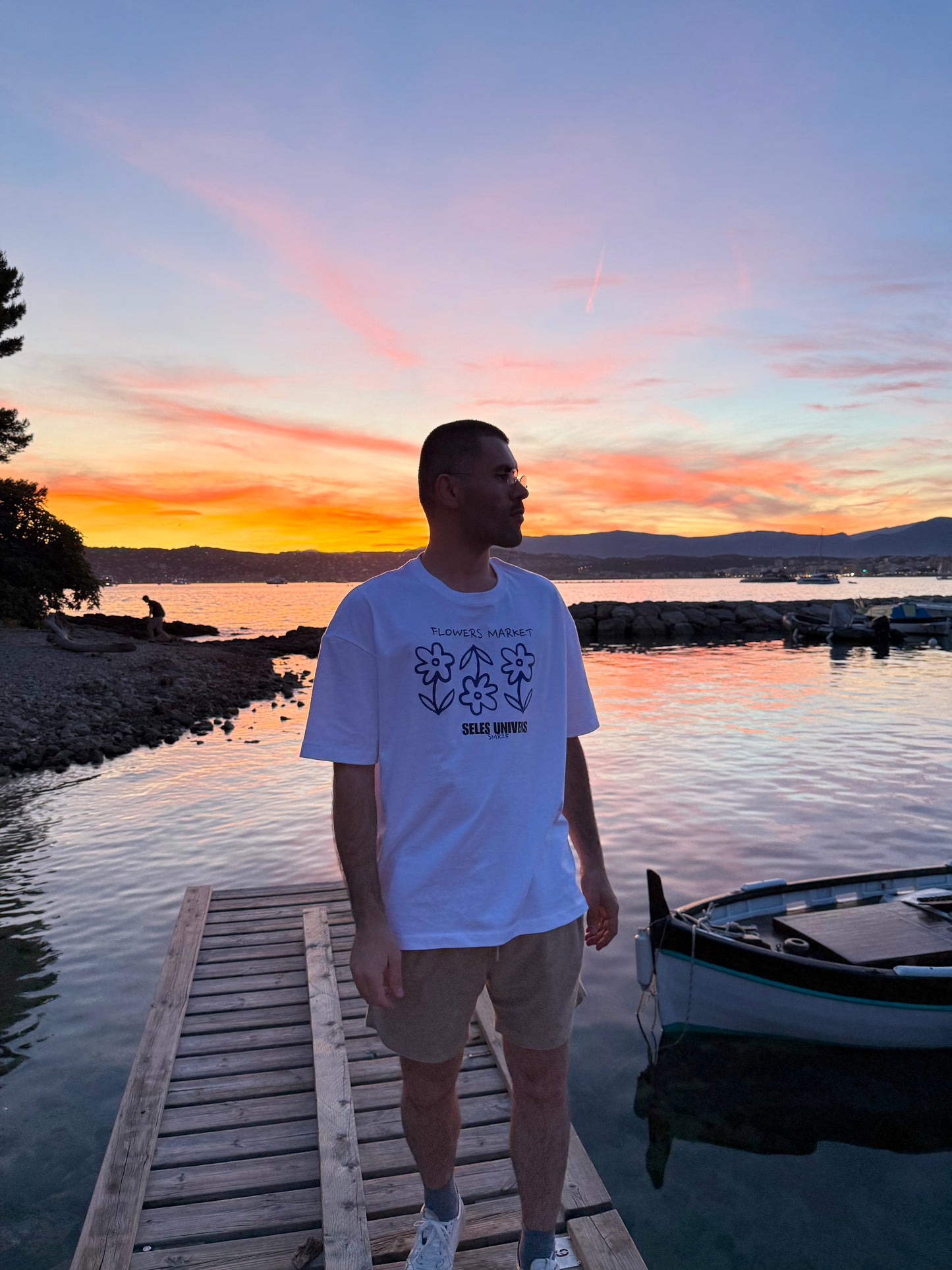 T-shirt blanc oversize "flowers"