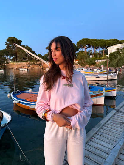 T-shirt longues manches rose "ocean is calling"