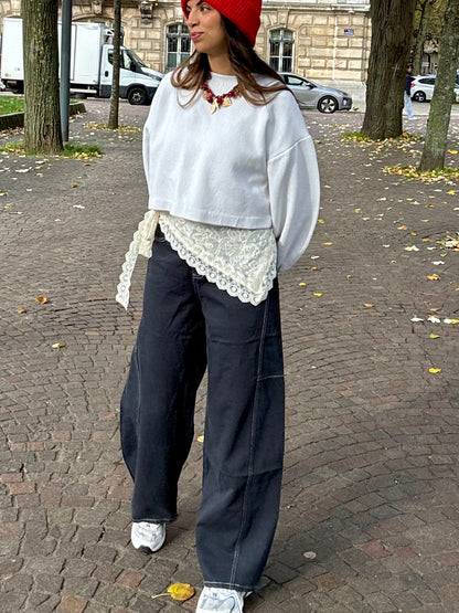 Foulard écru en dentelle