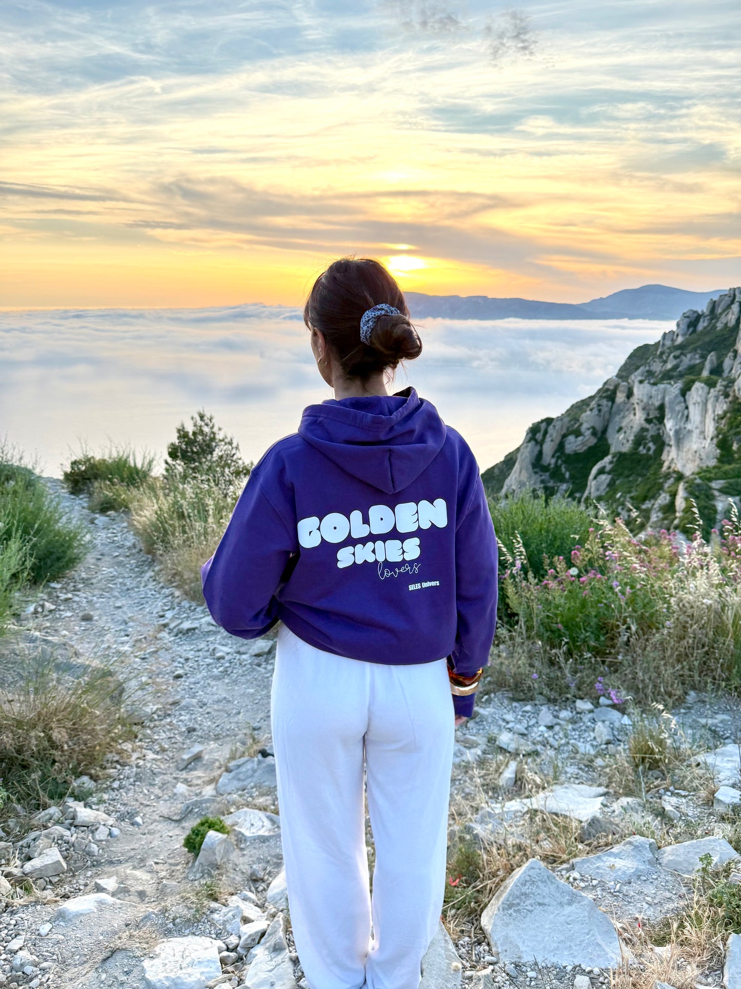 Sweat à capuche violet "golden skies"