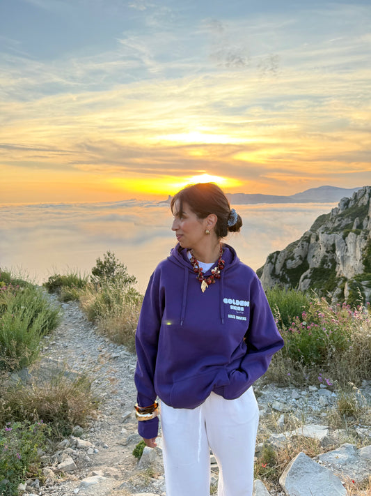 Sweat à capuche violet "golden skies"