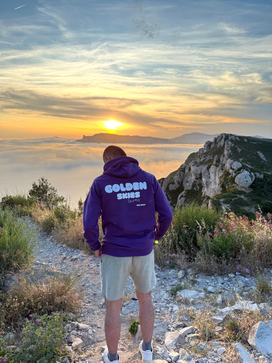 Sweat à capuche violet "golden skies"