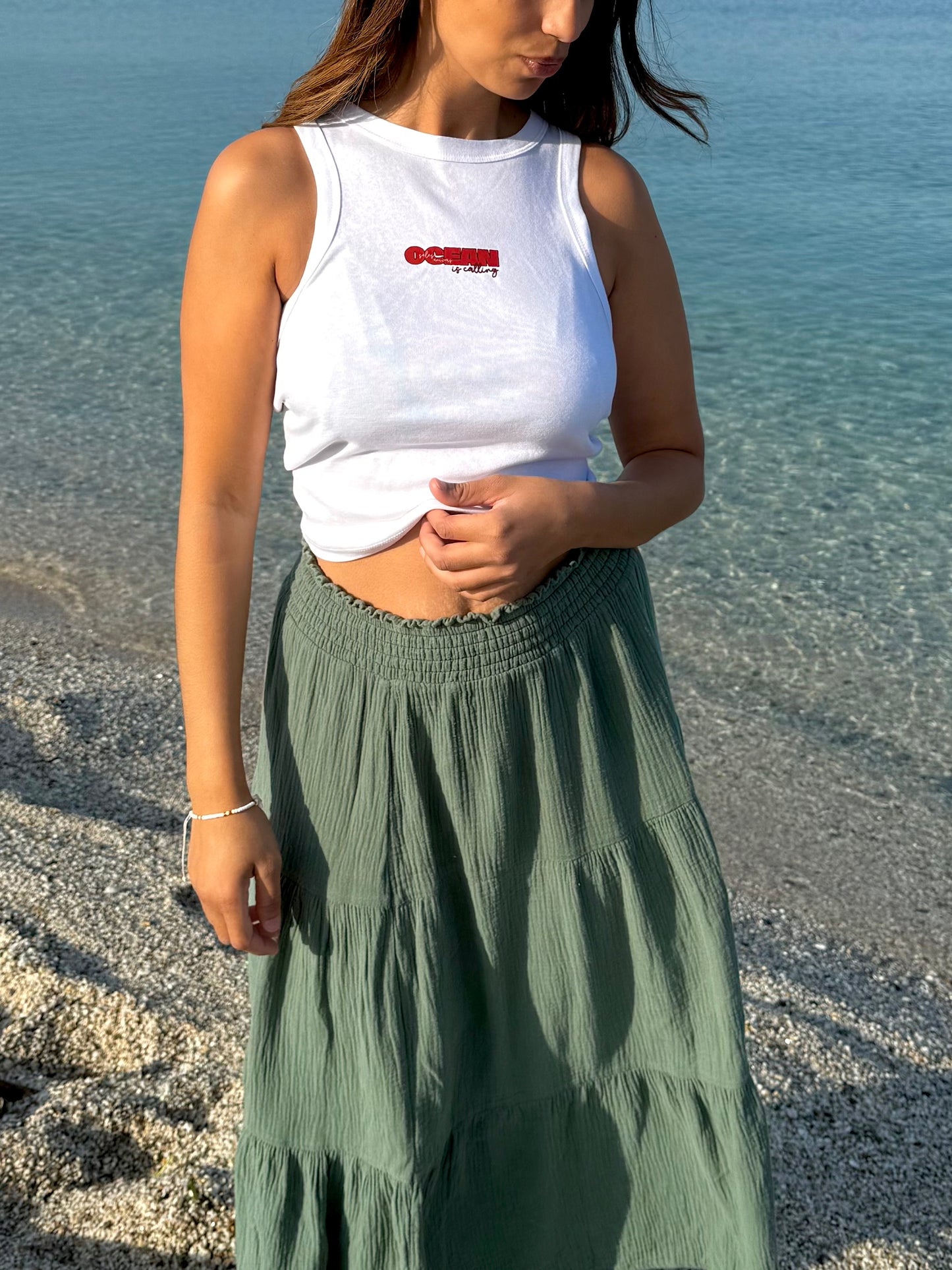Top blanc femme "ocean is calling"