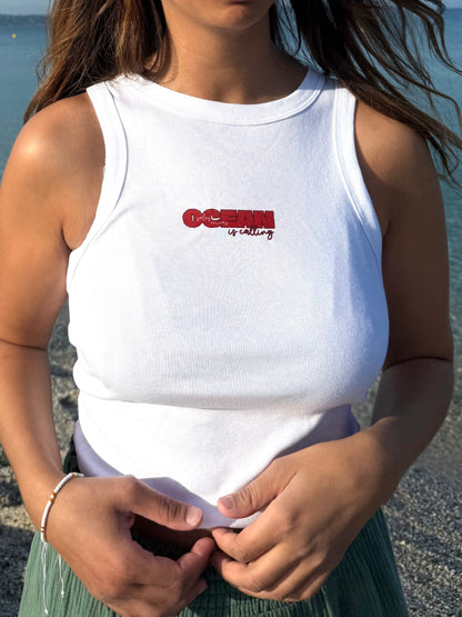 Top blanc femme "ocean is calling"