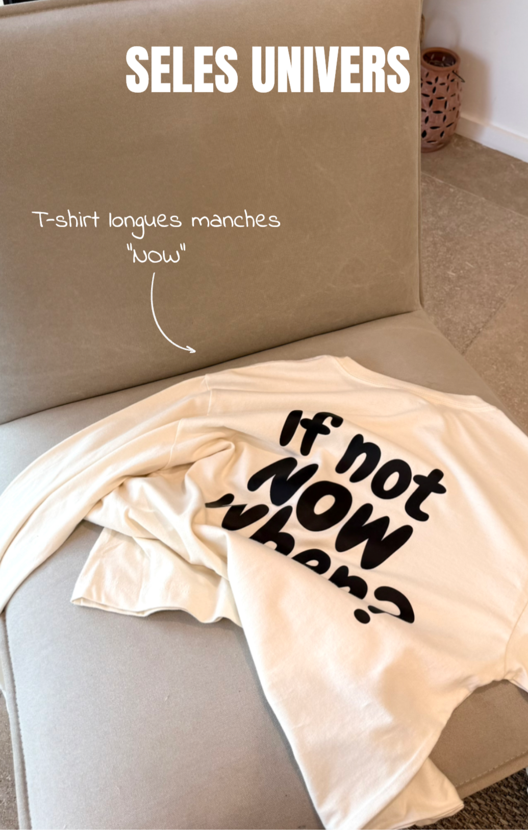 T-shirt longues manches écru "Now"