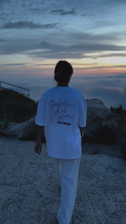 T-shirt oversize "skies" blanc